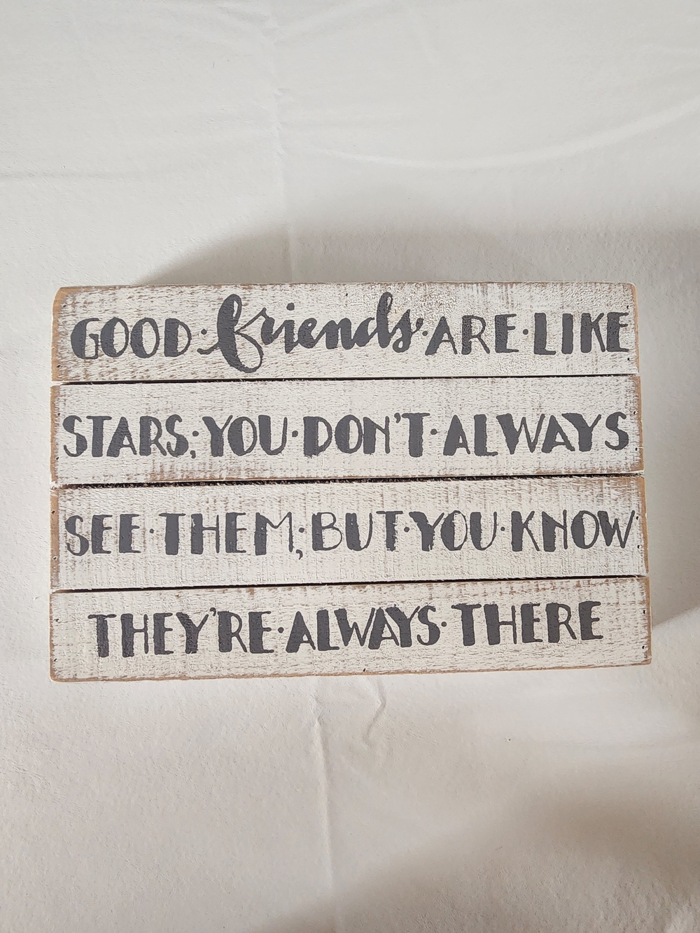 Rustic 'Good Friends Are Like Stars' Wooden Sign - White & Black